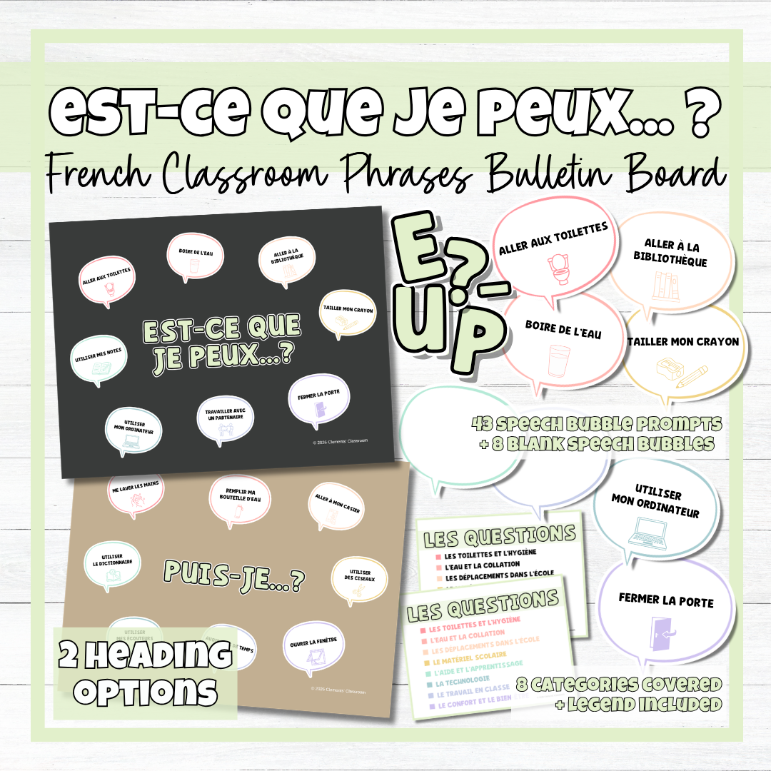 Est-ce que je peux? / Puis-je? French Classroom Phrases Bulletin Board & Handout