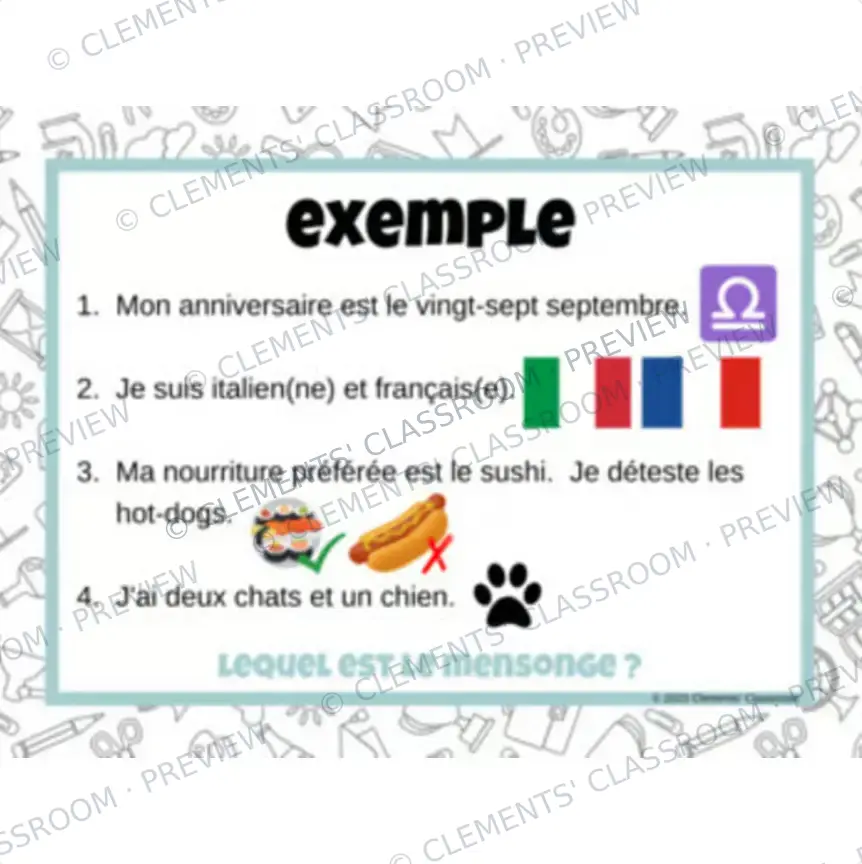 Trois vérités et un mensonge - French Google Slides™ Activity & Game — image 3