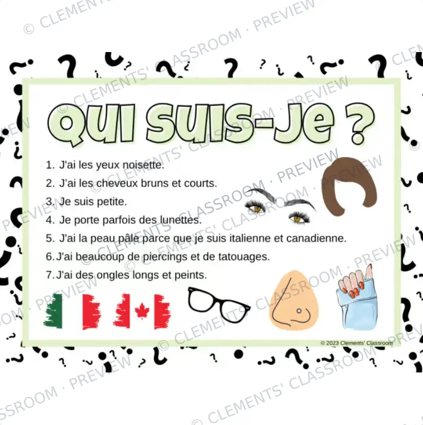 Qui suis-je ? - French Je me présente Google Slides™ Activity & Game — image 3