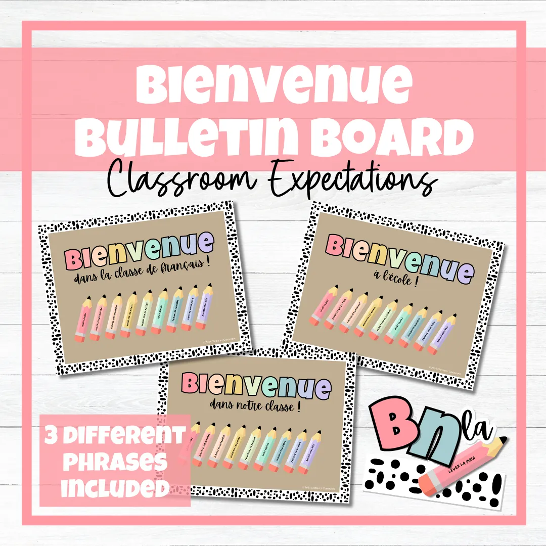 Bienvenue French Bulletin Board Back to School Display - Classroom Expectations