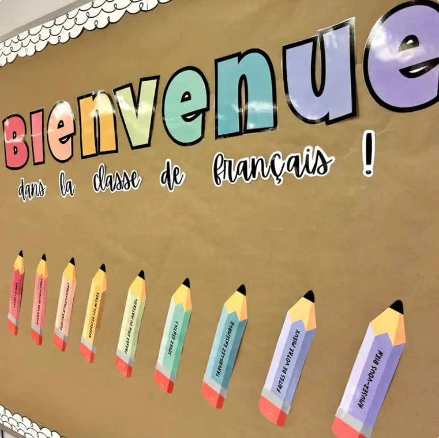 Bienvenue French Bulletin Board Back to School Display - Classroom Expectations — image 2