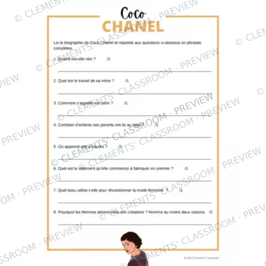Coco Chanel : Biographie d'une créatrice de mode - French Biography Reading Comprehension — image 3