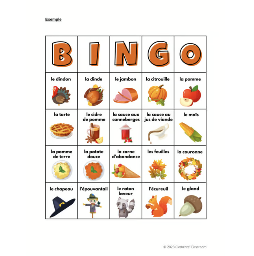 Action de grâce & Automne - French Thanksgiving Fall Vocab Word Wall & Loto/Bingo — image 4