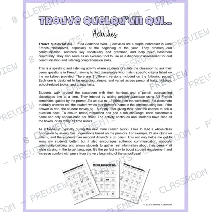 Speaking September - Oral Communication Activities for the Core French Classroom — image 3