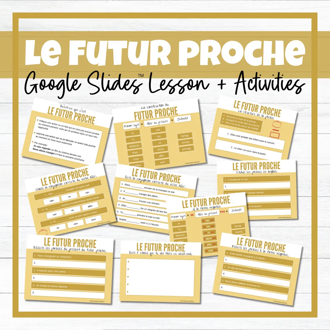 Le Futur Proche - French Near Future Tense - Google Slides™ Lesson + Activities