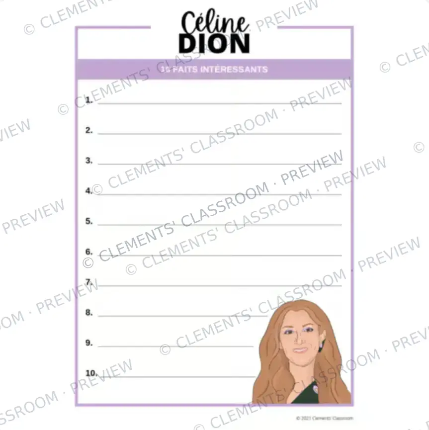 Céline Dion : Biographie d'un Francophone célèbre - French Biography Reading Comprehension — image 4
