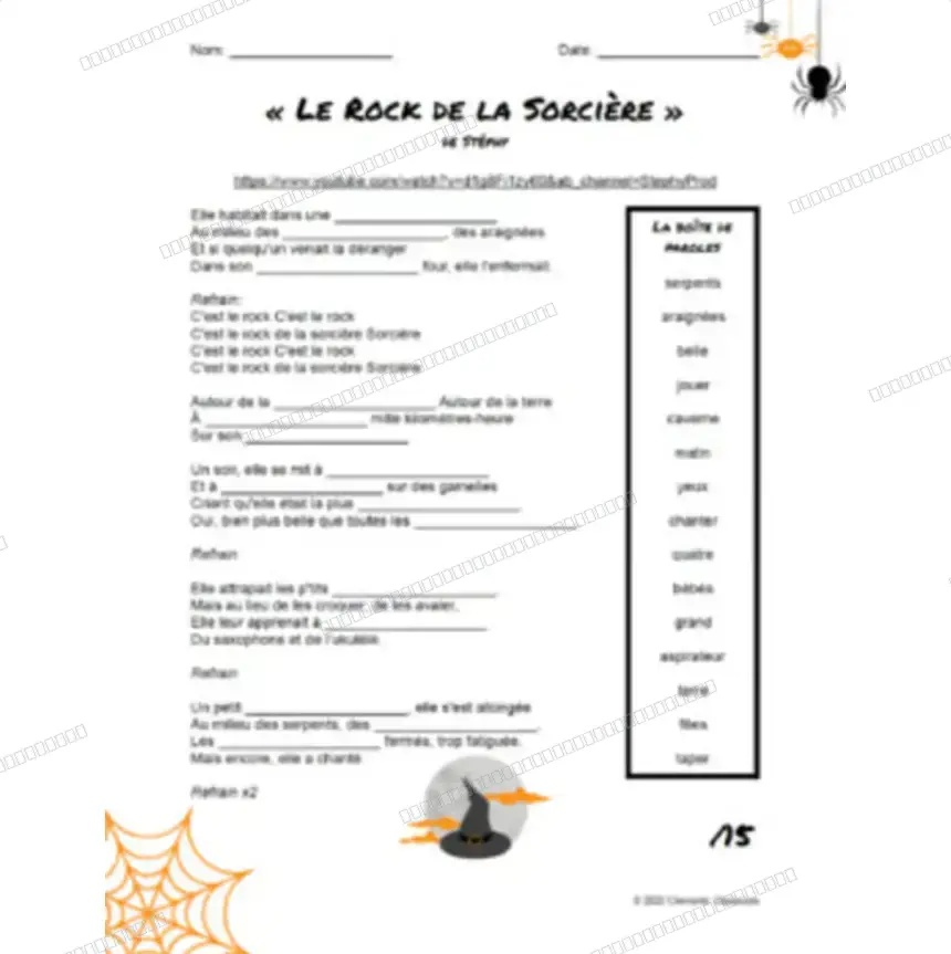 L'Halloween French Songs / Chansons - Fill in the Blanks - Listening Activities — image 4