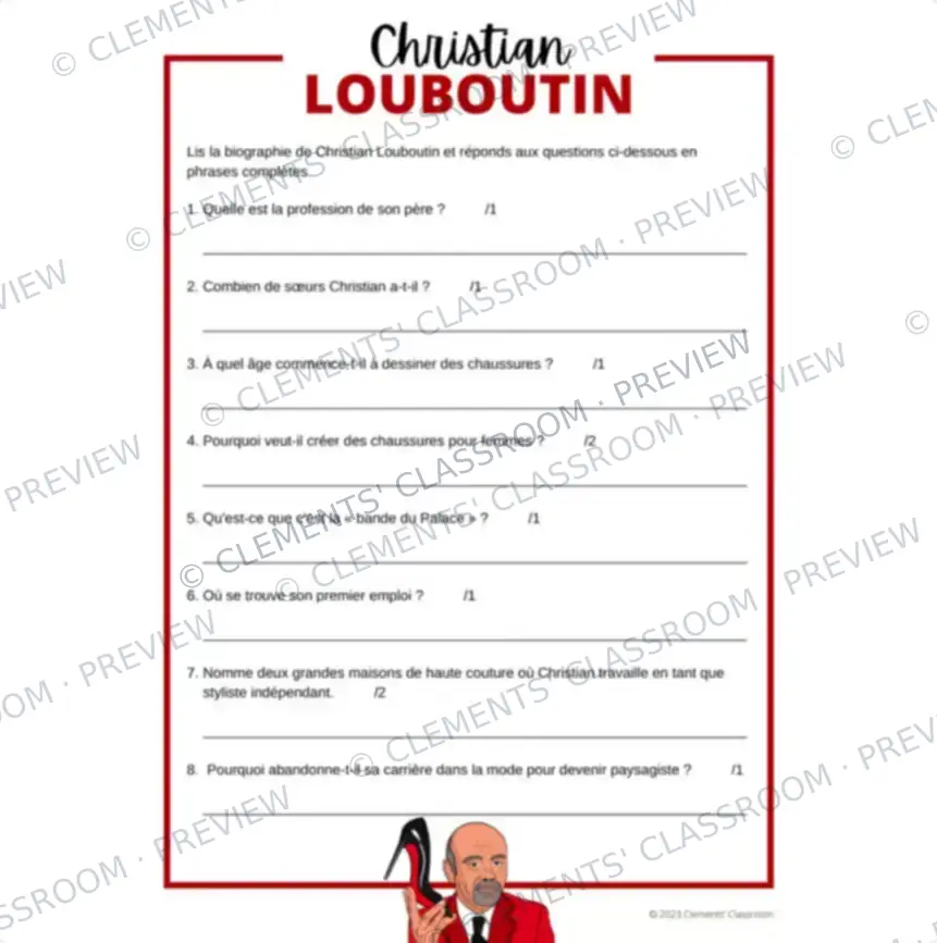 Christian Louboutin : Biographie d'un créateur de mode - French Biography Reading Comprehension — image 3